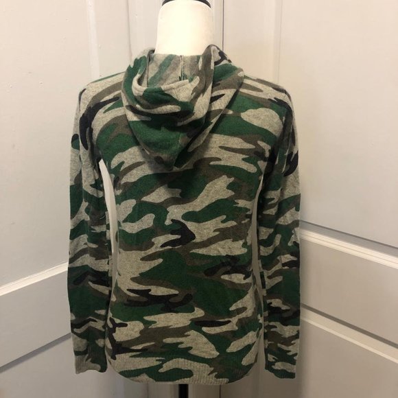 Aqua Cashmere Camo Zip Hood Sweater Size XS - Picture 4 of 5